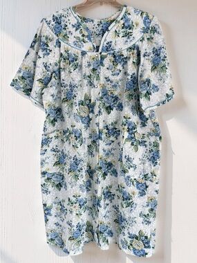 NWT Vintage Coffee Time Woman House Dress Duster Robe MuuMuu Floral Midi Size 1X